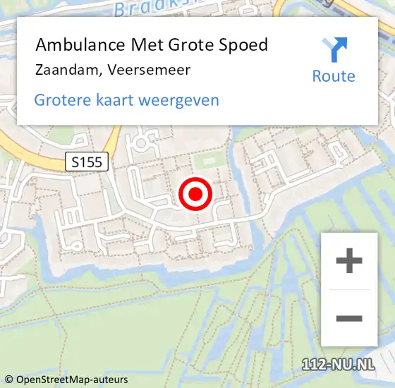 Locatie op kaart van de 112 melding: Ambulance Met Grote Spoed Naar Zaandam, Veersemeer op 2 maart 2020 13:59
