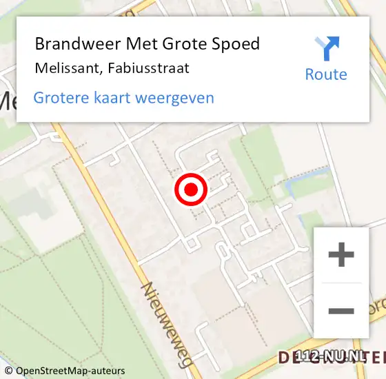 Locatie op kaart van de 112 melding: Brandweer Met Grote Spoed Naar Melissant, Fabiusstraat op 2 maart 2020 14:51