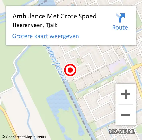 Locatie op kaart van de 112 melding: Ambulance Met Grote Spoed Naar Heerenveen, Tjalk op 2 maart 2020 15:01