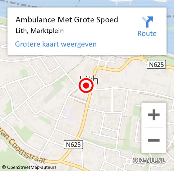 Locatie op kaart van de 112 melding: Ambulance Met Grote Spoed Naar Lith, Marktplein op 2 maart 2020 16:35