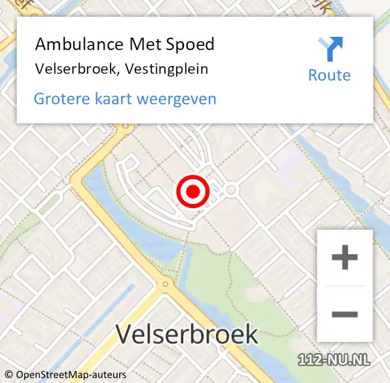 Locatie op kaart van de 112 melding: Ambulance Met Spoed Naar Velserbroek, Vestingplein op 2 maart 2020 16:51