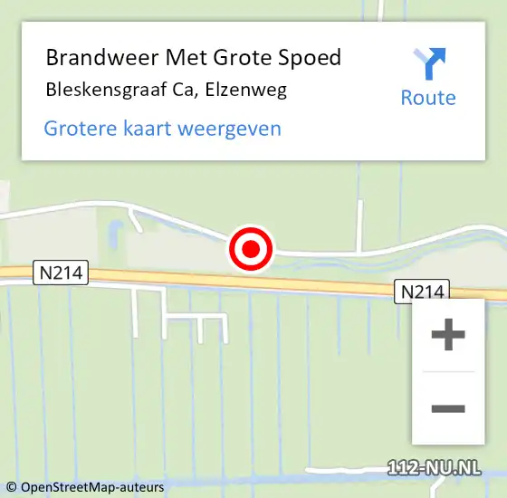 Locatie op kaart van de 112 melding: Brandweer Met Grote Spoed Naar Bleskensgraaf Ca, Elzenweg op 2 maart 2020 17:03