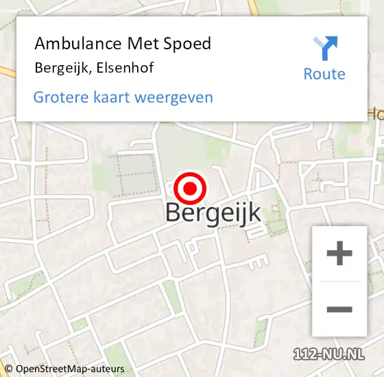 Locatie op kaart van de 112 melding: Ambulance Met Spoed Naar Bergeijk, Elsenhof op 2 maart 2020 17:23