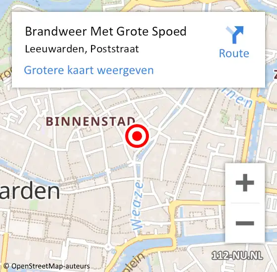 Locatie op kaart van de 112 melding: Brandweer Met Grote Spoed Naar Leeuwarden, Poststraat op 2 maart 2020 17:31