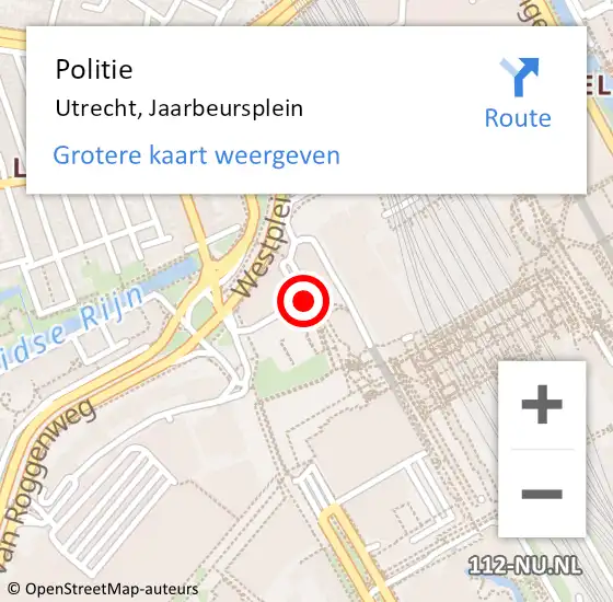 Locatie op kaart van de 112 melding: Politie Utrecht, Jaarbeursplein op 2 maart 2020 18:52