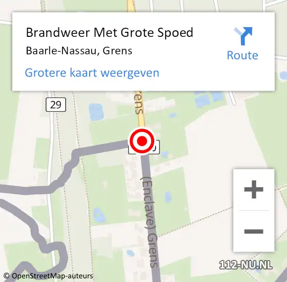 Locatie op kaart van de 112 melding: Brandweer Met Grote Spoed Naar Baarle-Nassau, Grens op 2 maart 2020 19:08