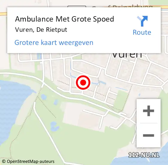 Locatie op kaart van de 112 melding: Ambulance Met Grote Spoed Naar Vuren, De Rietput op 2 maart 2020 20:32