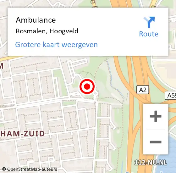 Locatie op kaart van de 112 melding: Ambulance Rosmalen, Hoogveld op 2 maart 2020 21:26