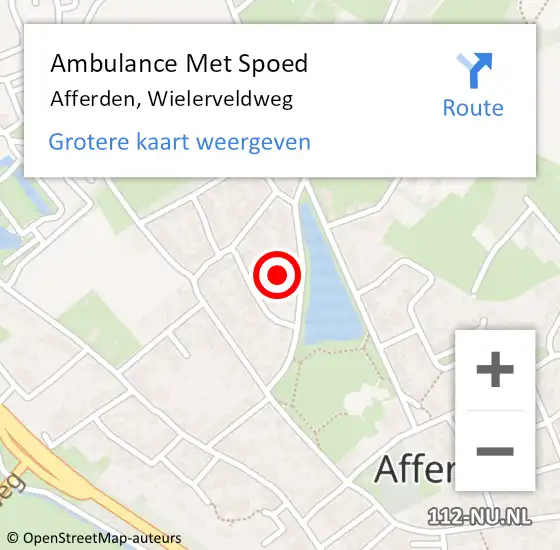 Locatie op kaart van de 112 melding: Ambulance Met Spoed Naar Afferden, Wielerveldweg op 3 maart 2020 02:51