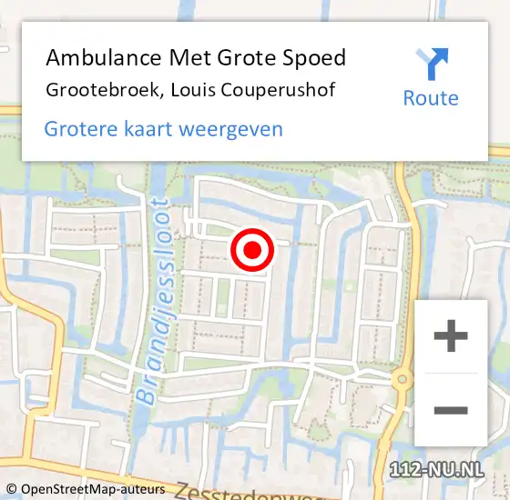 Locatie op kaart van de 112 melding: Ambulance Met Grote Spoed Naar Grootebroek, Louis Couperushof op 3 maart 2020 02:51