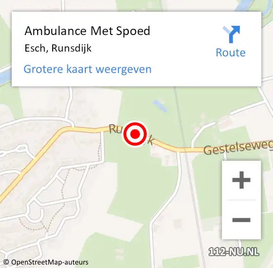 Locatie op kaart van de 112 melding: Ambulance Met Spoed Naar Esch, Runsdijk op 3 maart 2020 05:22