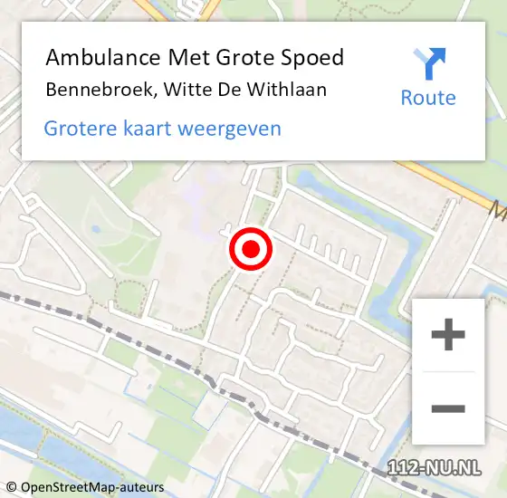 Locatie op kaart van de 112 melding: Ambulance Met Grote Spoed Naar Bennebroek, Witte De Withlaan op 3 maart 2020 09:12