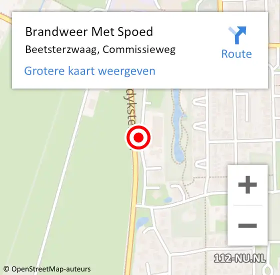 Locatie op kaart van de 112 melding: Brandweer Met Spoed Naar Beetsterzwaag, Commissieweg op 3 maart 2020 09:32