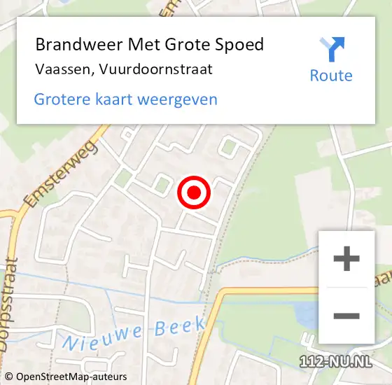 Locatie op kaart van de 112 melding: Brandweer Met Grote Spoed Naar Vaassen, Vuurdoornstraat op 3 maart 2020 11:33