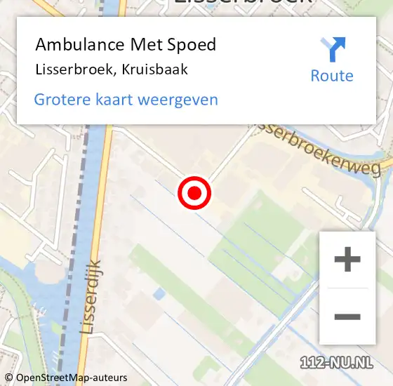 Locatie op kaart van de 112 melding: Ambulance Met Spoed Naar Lisserbroek, Kruisbaak op 3 maart 2020 12:56