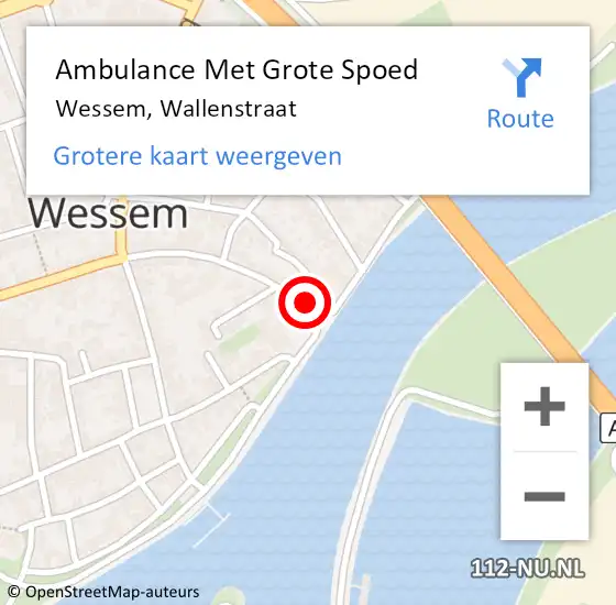 Locatie op kaart van de 112 melding: Ambulance Met Grote Spoed Naar Wessem, Wallenstraat op 8 september 2013 00:08