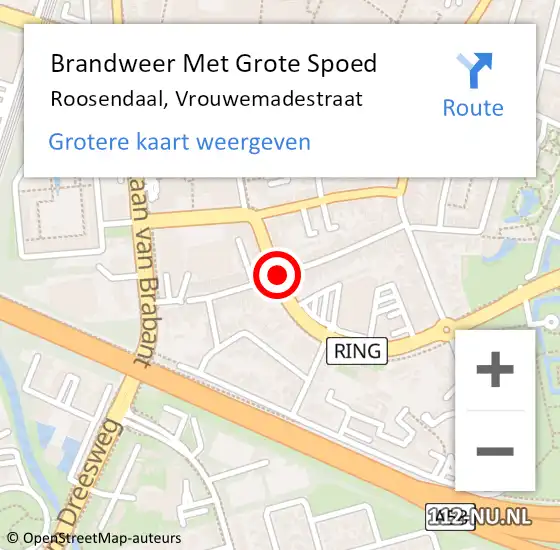 Locatie op kaart van de 112 melding: Brandweer Met Grote Spoed Naar Roosendaal, Vrouwemadestraat op 3 maart 2020 15:24