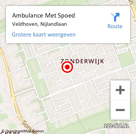 Locatie op kaart van de 112 melding: Ambulance Met Spoed Naar Veldhoven, Nijlandlaan op 3 maart 2020 16:04