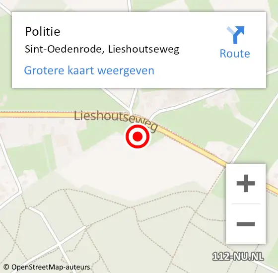 Locatie op kaart van de 112 melding: Politie Sint-Oedenrode, Lieshoutseweg op 3 maart 2020 17:45