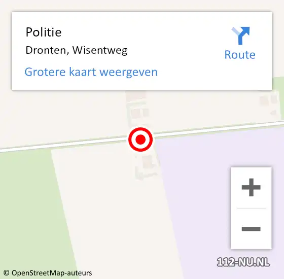 Locatie op kaart van de 112 melding: Politie Dronten, Wisentweg op 3 maart 2020 18:03