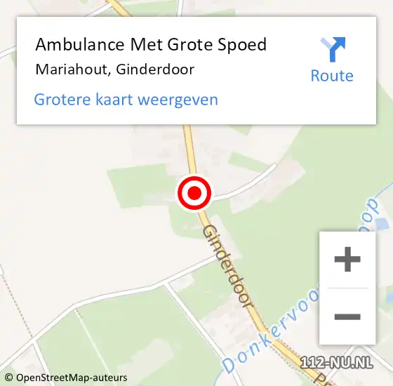 Locatie op kaart van de 112 melding: Ambulance Met Grote Spoed Naar Mariahout, Ginderdoor op 3 maart 2020 18:15
