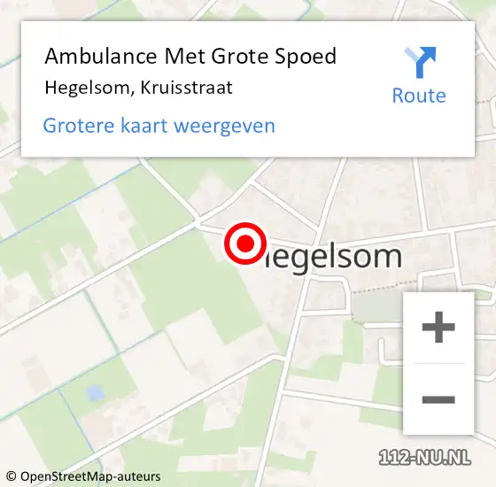 Locatie op kaart van de 112 melding: Ambulance Met Grote Spoed Naar Hegelsom, Kruisstraat op 30 april 2014 10:51