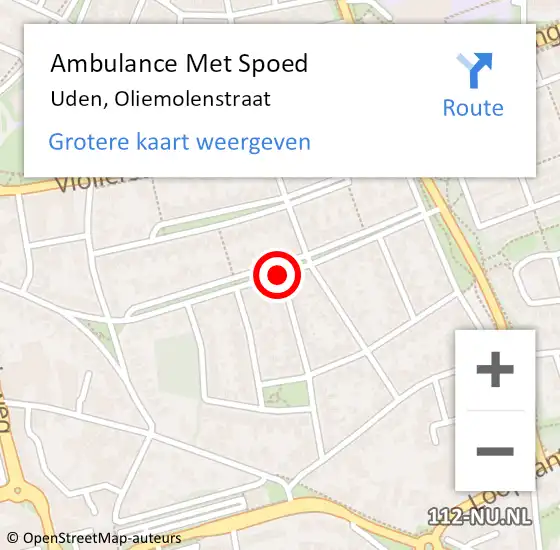 Locatie op kaart van de 112 melding: Ambulance Met Spoed Naar Uden, Oliemolenstraat op 3 maart 2020 19:42