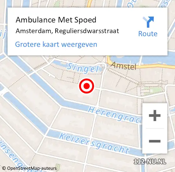 Locatie op kaart van de 112 melding: Ambulance Met Spoed Naar Amsterdam, Reguliersdwarsstraat op 3 maart 2020 20:48