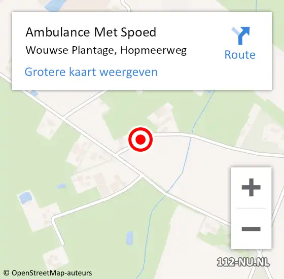 Locatie op kaart van de 112 melding: Ambulance Met Spoed Naar Wouwse Plantage, Hopmeerweg op 30 april 2014 10:56