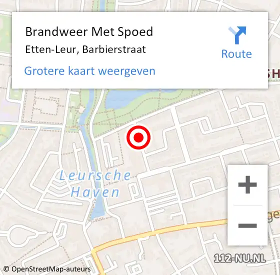 Locatie op kaart van de 112 melding: Brandweer Met Spoed Naar Etten-Leur, Barbierstraat op 3 maart 2020 22:27