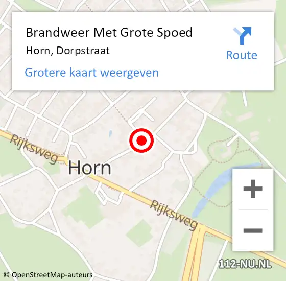 Locatie op kaart van de 112 melding: Brandweer Met Grote Spoed Naar Horn, Dorpstraat op 3 maart 2020 23:56