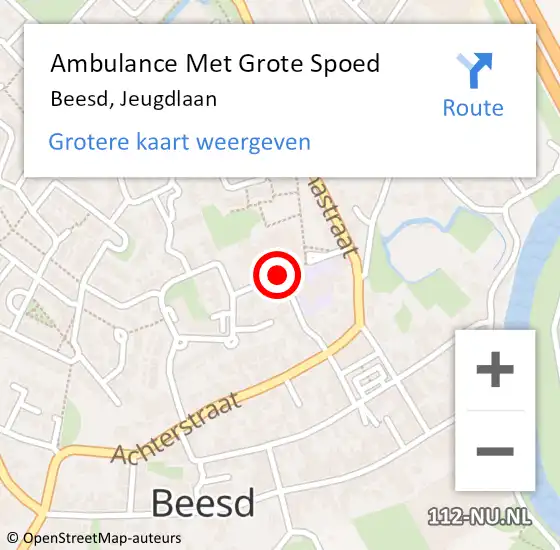 Locatie op kaart van de 112 melding: Ambulance Met Grote Spoed Naar Beesd, Jeugdlaan op 4 maart 2020 01:04