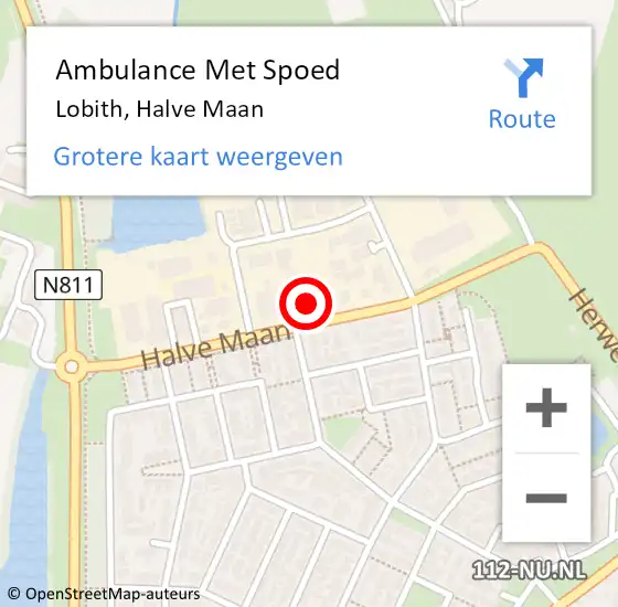 Locatie op kaart van de 112 melding: Ambulance Met Spoed Naar Lobith, Halve Maan op 4 maart 2020 02:38