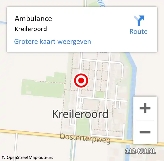 Locatie op kaart van de 112 melding: Ambulance Kreileroord op 4 maart 2020 05:09