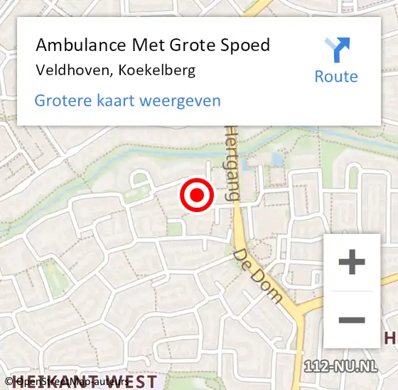 Locatie op kaart van de 112 melding: Ambulance Met Grote Spoed Naar Veldhoven, Koekelberg op 4 maart 2020 07:16