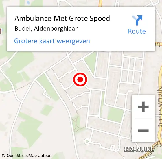 Locatie op kaart van de 112 melding: Ambulance Met Grote Spoed Naar Budel, Aldenborghlaan op 4 maart 2020 07:34