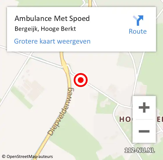 Locatie op kaart van de 112 melding: Ambulance Met Spoed Naar Bergeijk, Hooge Berkt op 4 maart 2020 07:57