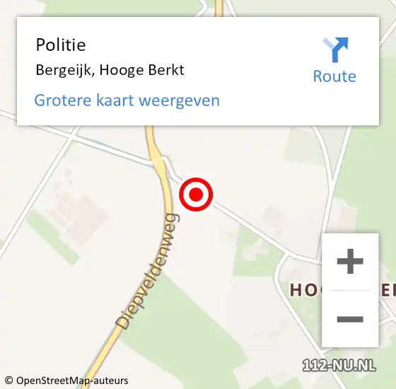 Locatie op kaart van de 112 melding: Politie Bergeijk, Hooge Berkt op 4 maart 2020 07:59