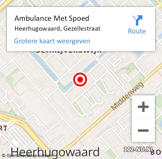 Locatie op kaart van de 112 melding: Ambulance Met Spoed Naar Heerhugowaard, Gezellestraat op 4 maart 2020 08:29