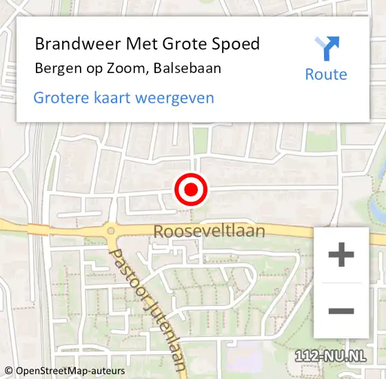 Locatie op kaart van de 112 melding: Brandweer Met Grote Spoed Naar Bergen op Zoom, Balsebaan op 4 maart 2020 09:06