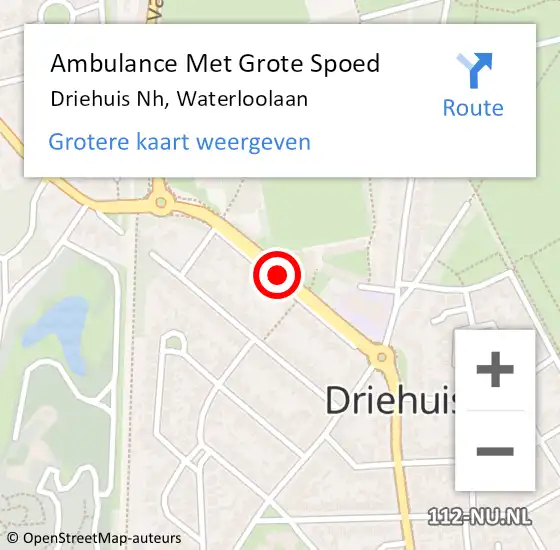 Locatie op kaart van de 112 melding: Ambulance Met Grote Spoed Naar Driehuis Nh, Waterloolaan op 4 maart 2020 09:13