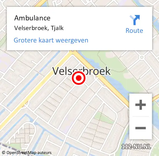 Locatie op kaart van de 112 melding: Ambulance Velserbroek, Tjalk op 4 maart 2020 09:25