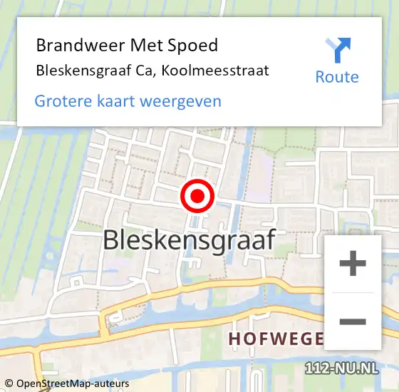 Locatie op kaart van de 112 melding: Brandweer Met Spoed Naar Bleskensgraaf Ca, Koolmeesstraat op 4 maart 2020 10:06