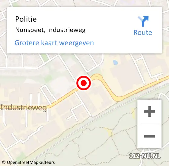 Locatie op kaart van de 112 melding: Politie Nunspeet, Industrieweg op 4 maart 2020 12:16