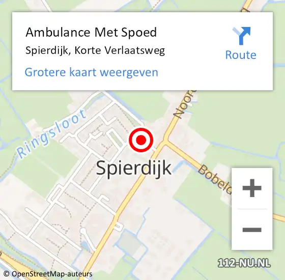 Locatie op kaart van de 112 melding: Ambulance Met Spoed Naar Spierdijk, Korte Verlaatsweg op 30 april 2014 11:41