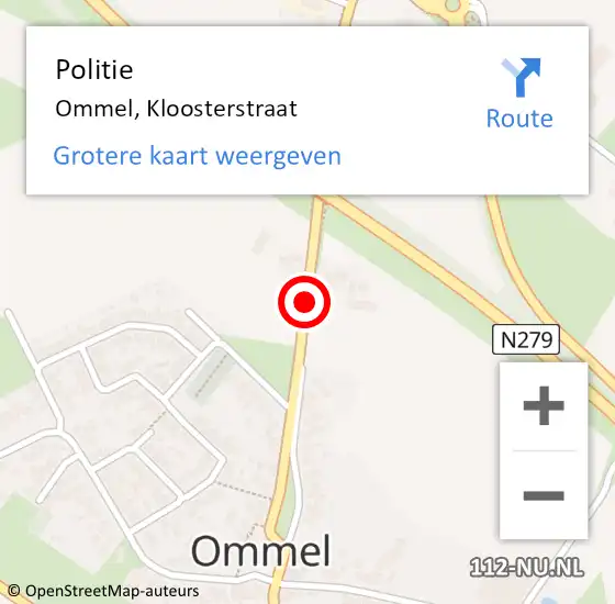 Locatie op kaart van de 112 melding: Politie Ommel, Kloosterstraat op 4 maart 2020 12:36