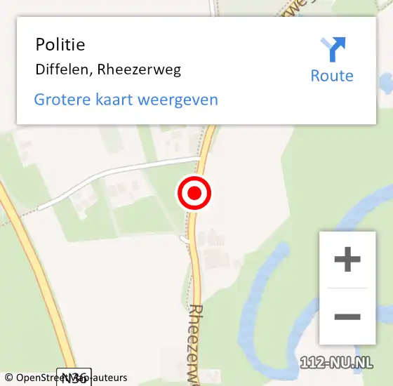 Locatie op kaart van de 112 melding: Politie Diffelen, Rheezerweg op 4 maart 2020 13:04