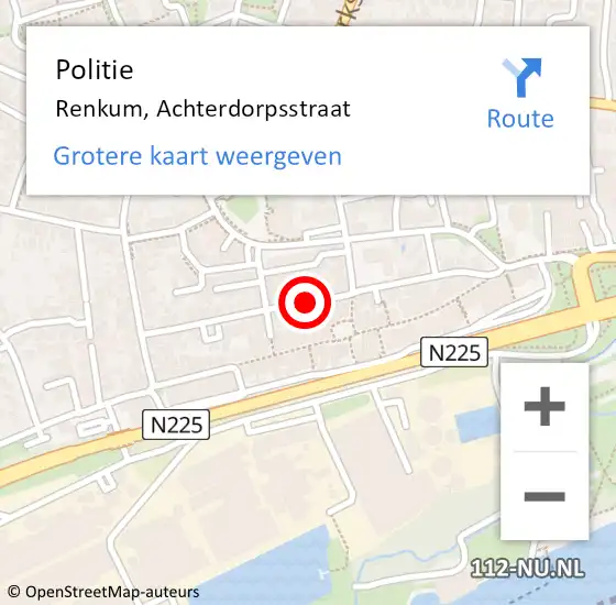 Locatie op kaart van de 112 melding: Politie Renkum, Achterdorpsstraat op 4 maart 2020 14:31