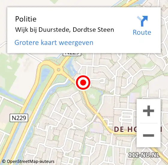 Locatie op kaart van de 112 melding: Politie Wijk bij Duurstede, Dordtse Steen op 4 maart 2020 15:34
