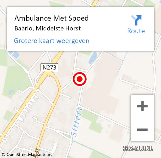 Locatie op kaart van de 112 melding: Ambulance Met Spoed Naar Baarlo, Middelste Horst op 30 april 2014 12:06